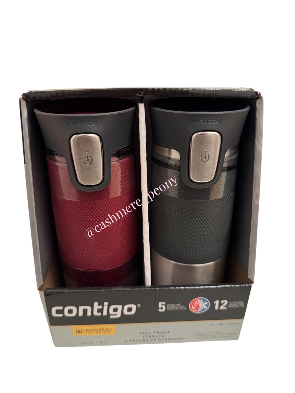 Contigo Set of 2 Auto Seal Spill Proof Travel Mug Tumblers Hot or Cold 16 Oz